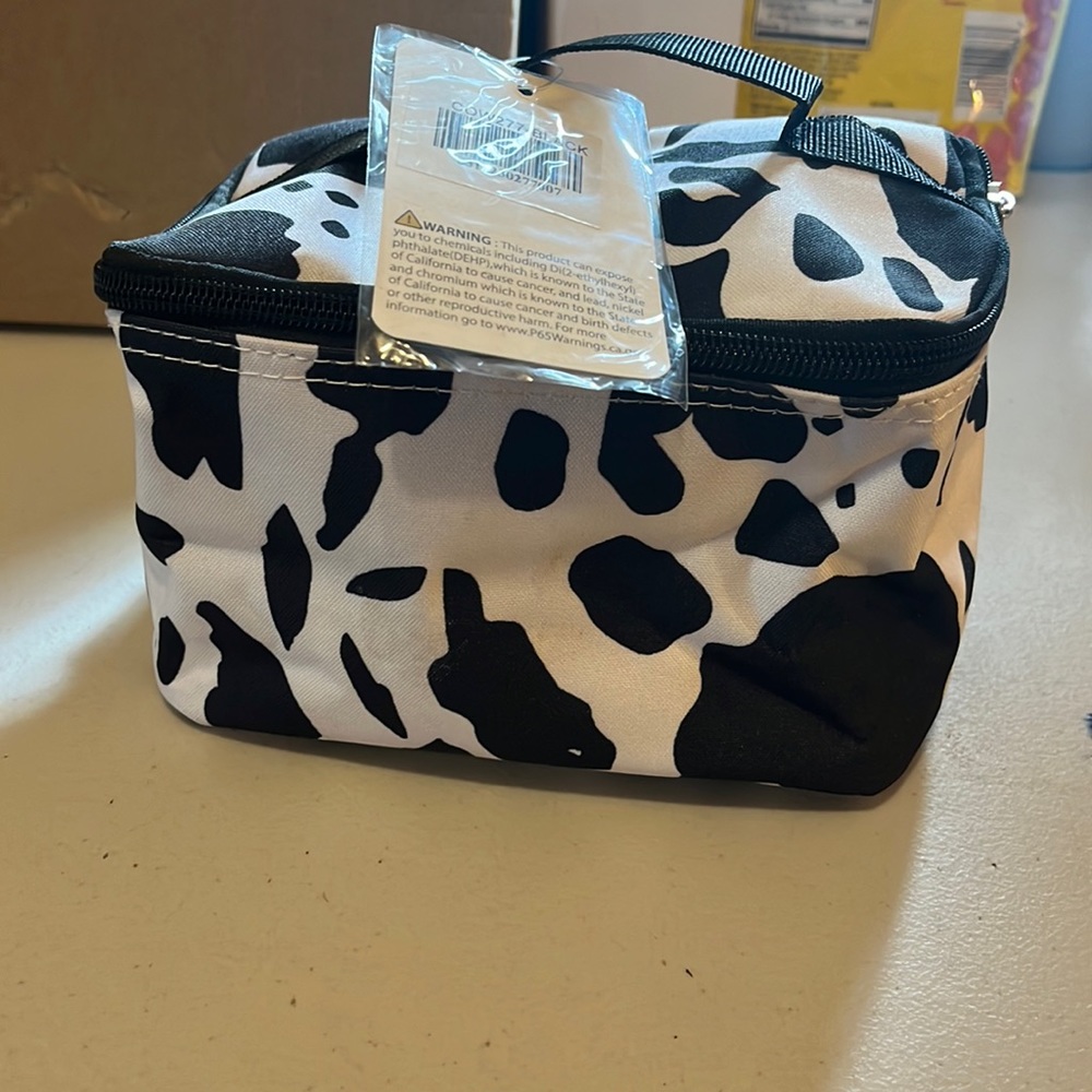 Cow print makeup bag